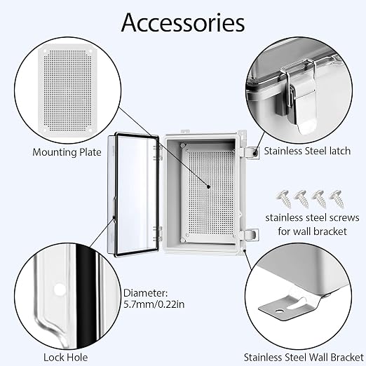 Electrical Box, IP67 Waterproof Hinged Clear Cover Stainless Steel Latch - Image 4
