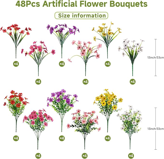 Alupssuc 48 Bundles Artificial Daisy Flowers UV Resistant - Image 3