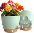 Self Watering Pots with Drainage Holes, 2 Pack 8 Inch Plant Pots with Water by KUGAZ