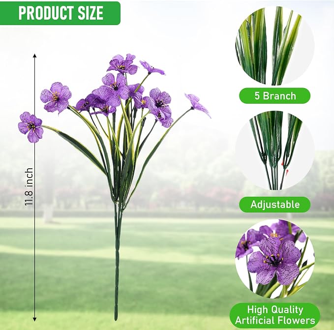 22 Bundles Artificial Flowers Outdoor, Faux Flowers UV Resistant - Image 8