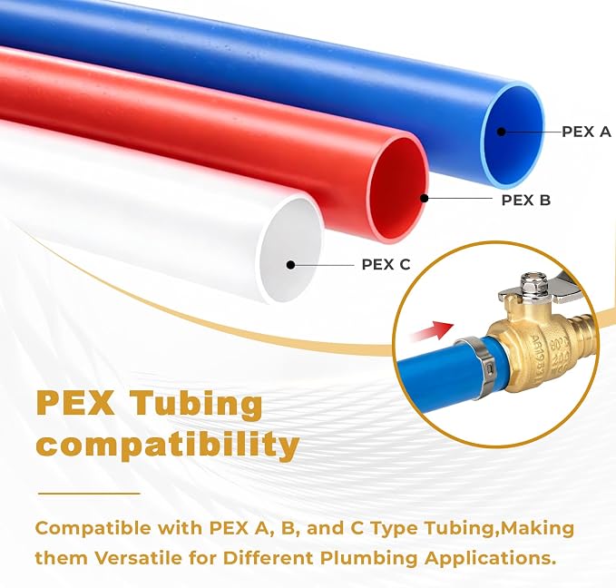 F1807 1/2" Pex Ball Valve, Brass Full Port Water Shut Off Ball Valve - Image 5