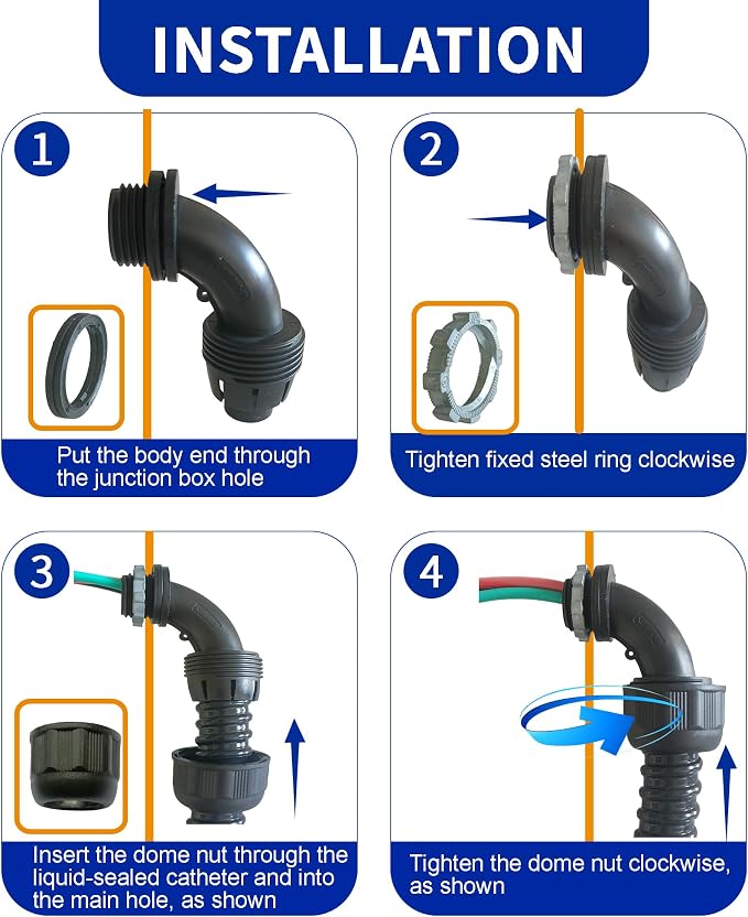 Yariwiz 1/2 Black Special Extra Flexible Plastic Liquid Tight Conduit Connector - Image 3
