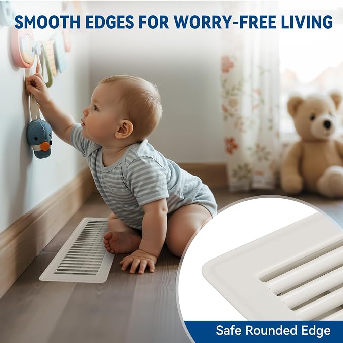 4" x 10" Floor Register Vent Covers 10-Pack, Cream White - Image 4