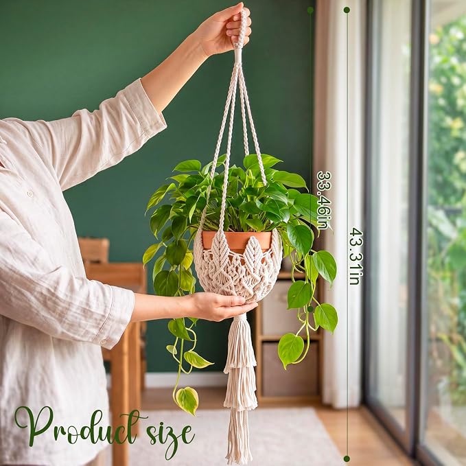 Shappy 1 Pack Boho Macrame Plant Hanger - Image 2
