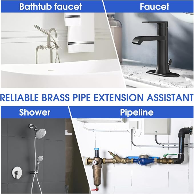 3 Pack Brass Pipe Fittings 1/2 Male Thread to Female Thread Pipe Extension - Image 7