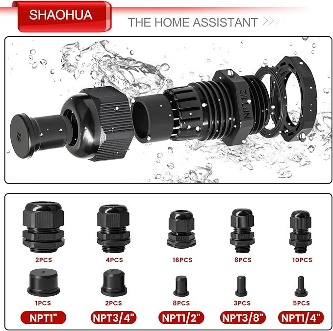 Cable Gland Kits, Strain Relief IP68 Waterproof Nylon Cord Connector - Image 7