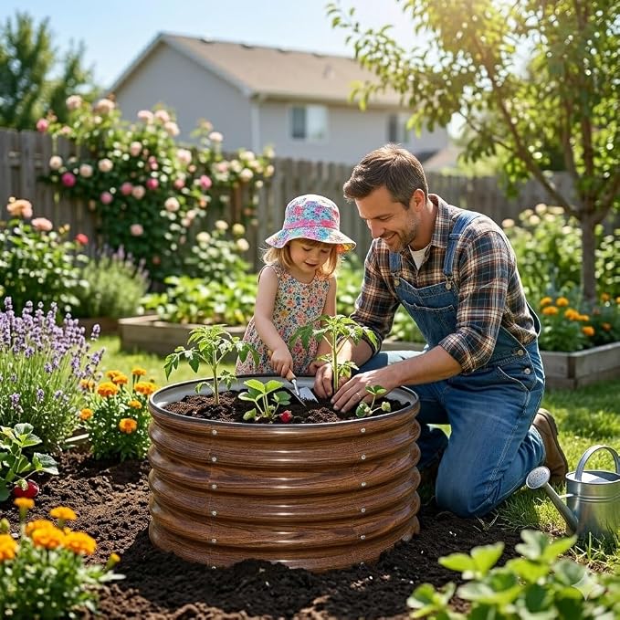 Raised Garden Bed, 2×2×1.5ft Round Galvanized Outdoor Planter Box - Image 5