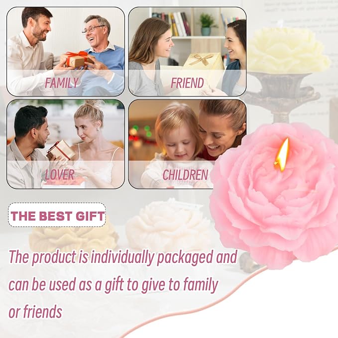 Peony Flower Shape Candle, Soy Wax Scented Decor - Image 7