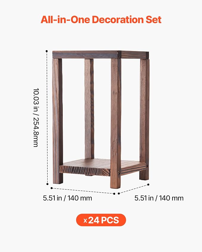 VEVOR 24 Pcs Wooden Wedding Lantern, Cedar Wood and Plastic Wooden Lantern - Image 4