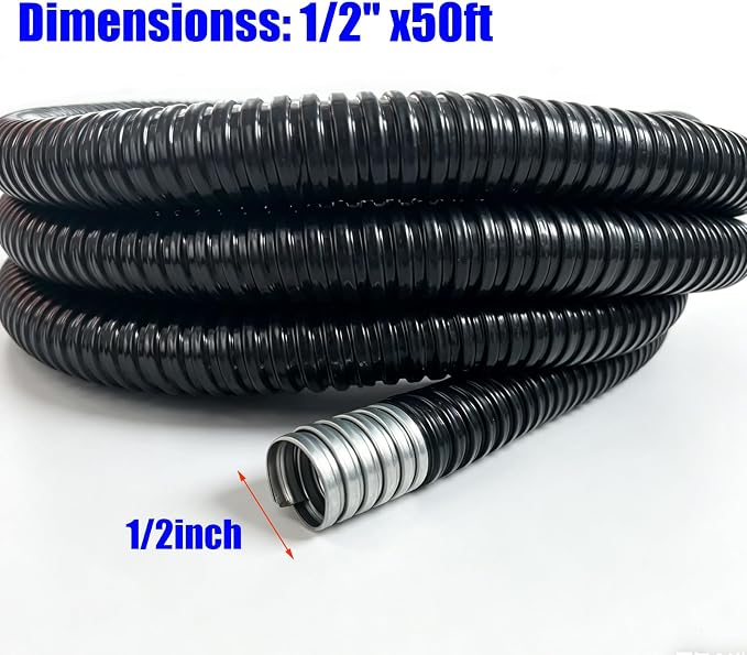 50ft1/2in Flexible Electrical Conduit, PVC-Coated Liquid-Tight, Galvanized - Image 2