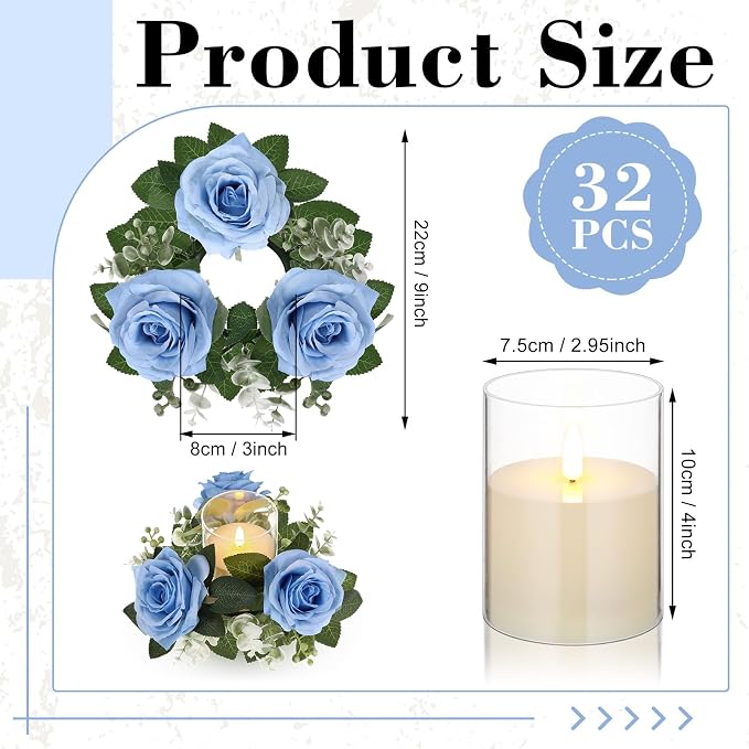 Yunlly 32 Pcs Rose Candle Rings - Image 2