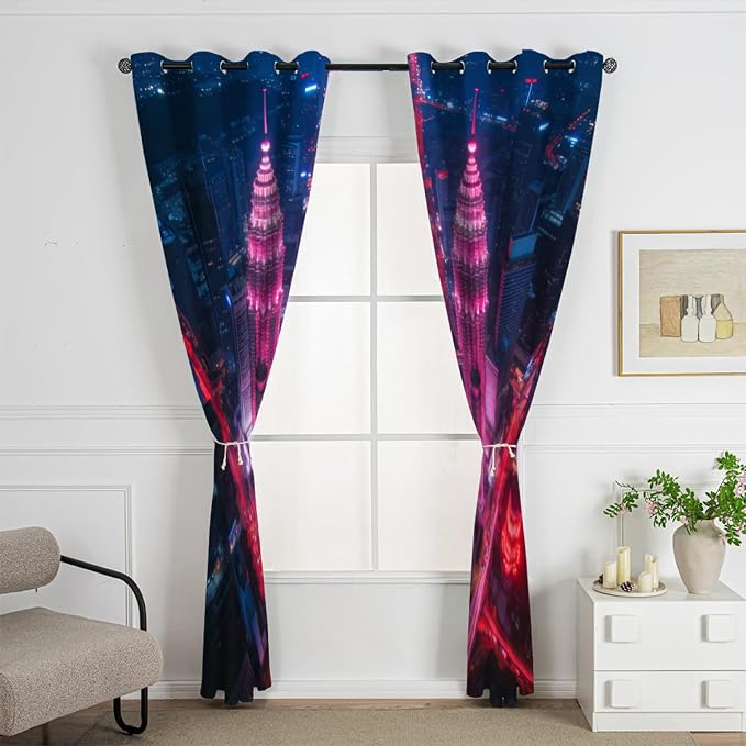 Night View of the Twin Towers Curtains - Image 2