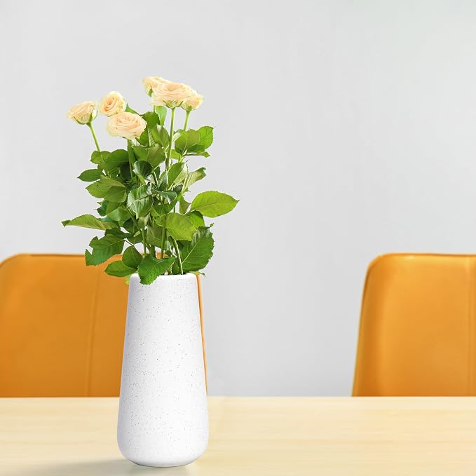 D'vine Dev 8 Inch Ceramic Flower Vase Textured Finishing, Minimalist Design - Image 2