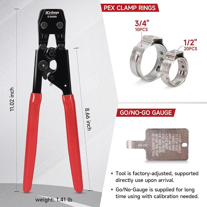 iCrimp PEX Pipe Clamp Cinch Tool Crimping Tool Crimper - Image 2