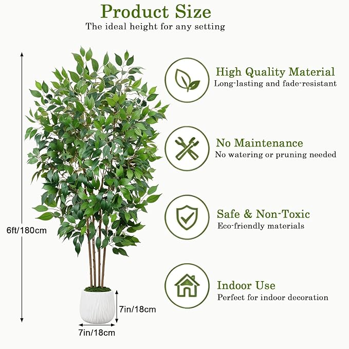 GTIDEA 6FT Artificial Ficus Tree - Image 2