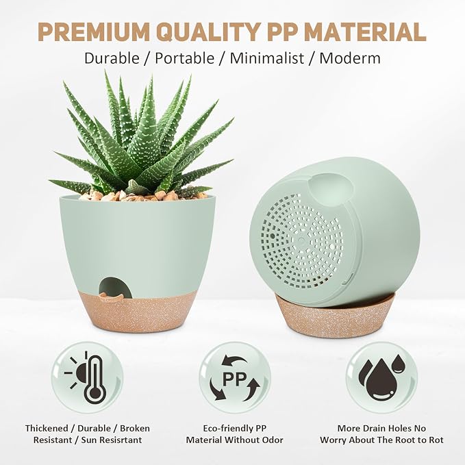 YNNICO 12 inch Large Self Watering Plant Pots, Flower Pots Planters - Image 2