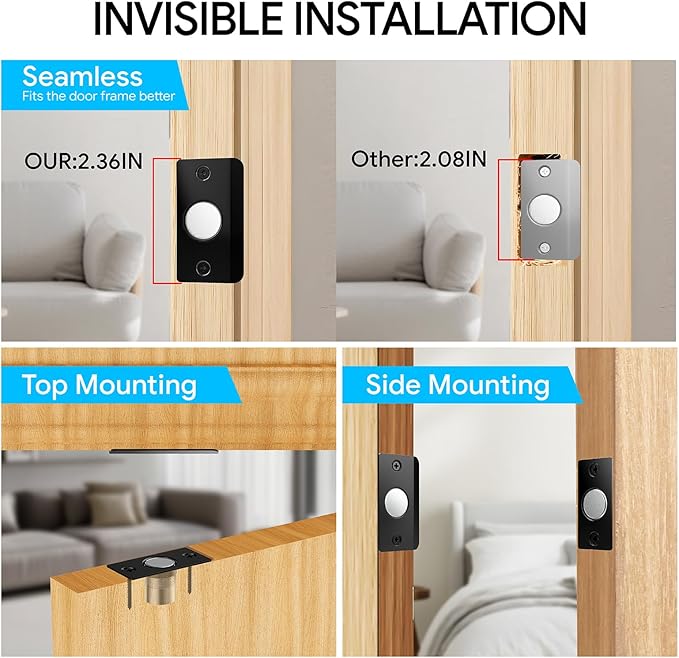 Door Ball Catch Hardware, Adjustable Hidden Magnetic Ball Catch, Stainless - Image 5