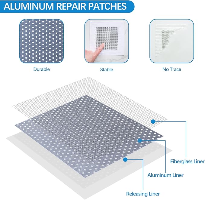 HOMMEE 19Pcs Drywall Patch Repair Kit, 4/6/8/10 inch Aluminum Plate - Image 3