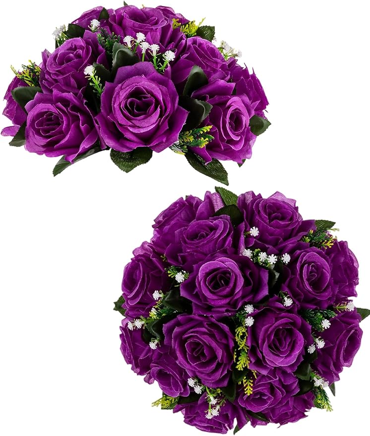 BLOSMON Flower Balls Wedding Rose Centerpieces: 2 Pcs Fake Flowers by Blosmon