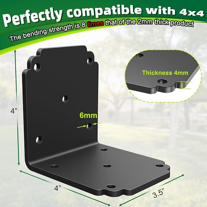 4 PCS 4x4x3.5 L Right Angle Bracket, Heavy Duty Corner Brace | - Image 2