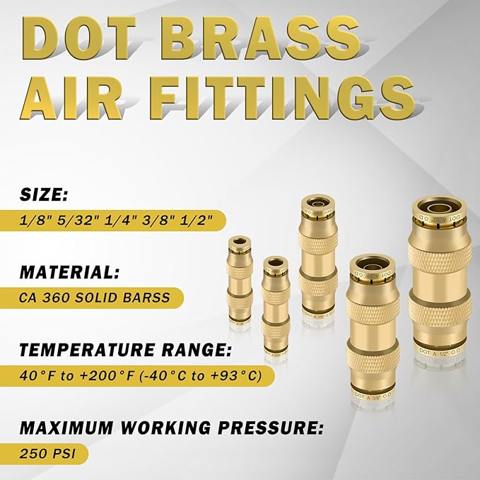 178 Pcs DOT Quick Push to Connect Fittings Straight Union & Brass Compression - Image 4