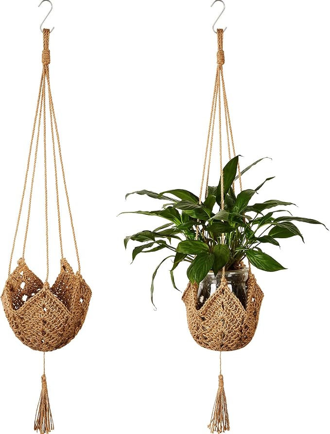 Shappy 2 Pack Boho Macrame Plant Hanger, Large Hanging Planter Plant Holder Pot by Shappy