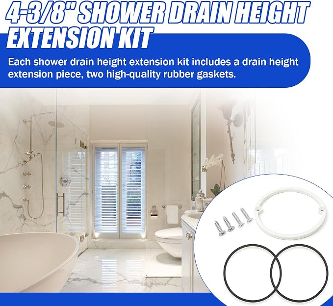 Shower Drain Height Extension Kit Fits 4-3/8" Drain Strainers | Can be Used in - Image 4