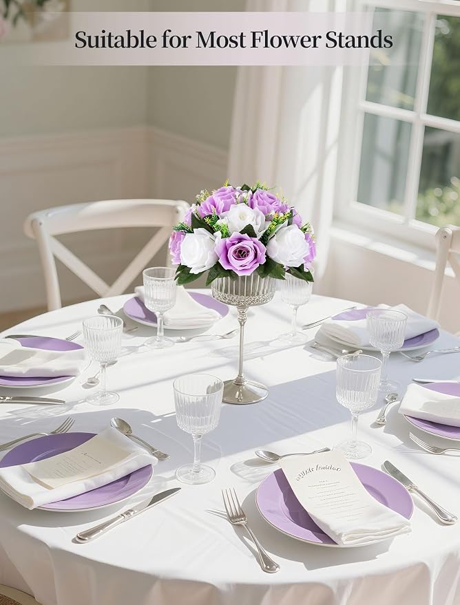 BLOSMON Lilac Purple Flowers Artificial: 2 Pcs Fake Roses Flower Balls - Image 3