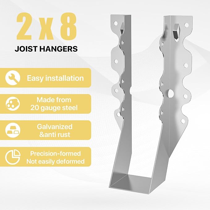 50 pcs 2x8 Joist Hanger, LU28 18 Gauge Double Shear Face Mount Joist Hanger - Image 4