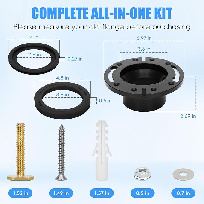 RV Toilet Seal with 3" Socket Floor Flange Kit - Image 3