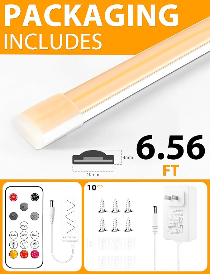 Lamomo COB LED Strip Lights 6.56Ft, Warm White Dimmable Self-Adhesive Led Rope - Image 6