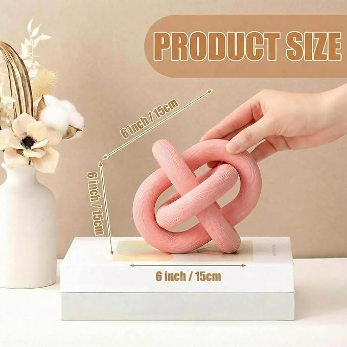 Yalikop 3 Link Wood Knot Decor Rustic Table Shelf Sculpture, Pea-Pink | Hand - Image 2
