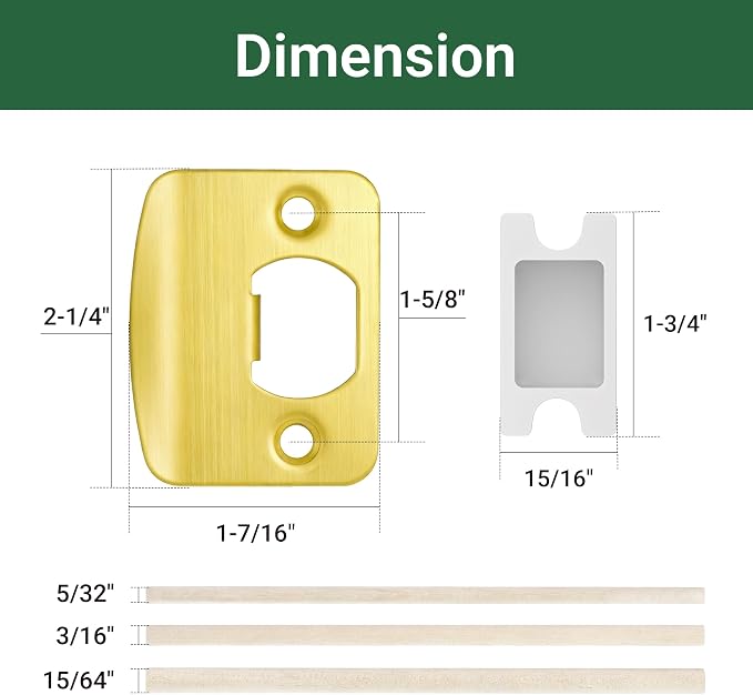 Door Strike Plate 2-1/4"x1-3/4", Universal Door Latch Plates Round Corner | - Image 2