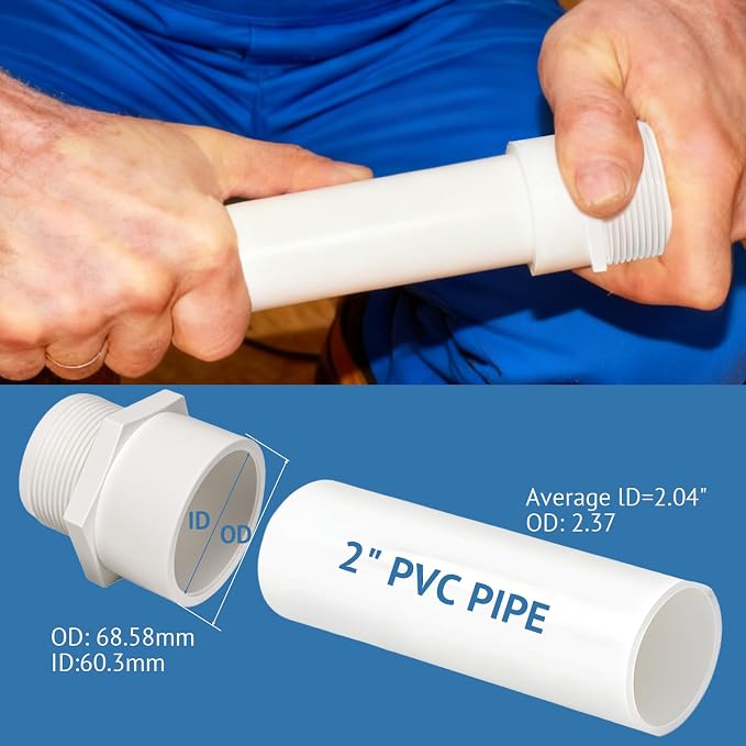 2 Inch Male Thread PVC Fittings White 2-Way PVC Pipe Coupling Adapter - Image 3