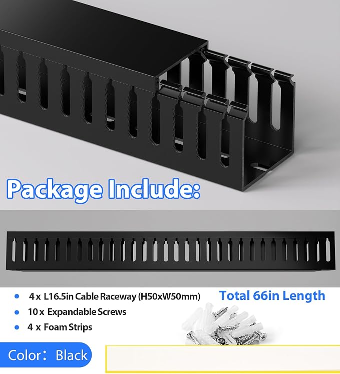 2" H x 2" W Cable Raceway, 66in Under Desk Wire Management Channel, 16.5in Each - Image 5