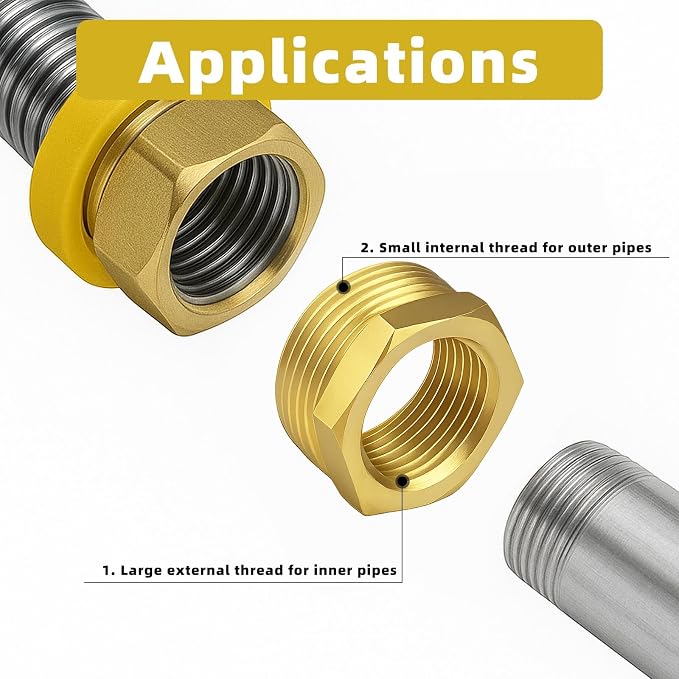 2pcs 1 Inch to 3/4 Inch NPT Female Adapter, Brass Reducing Hex Bushing | Heavy - Image 6