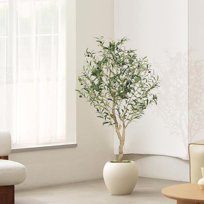 Faux Olive Tree 4ft with Large Olive Branches and Lifelike Leaves | 4ft Olive - Image 7