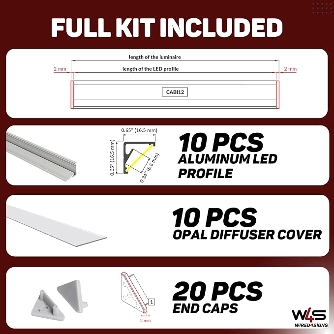 Wired4Signs 10 Pack 2m LED Corner Channel Kit - Image 2