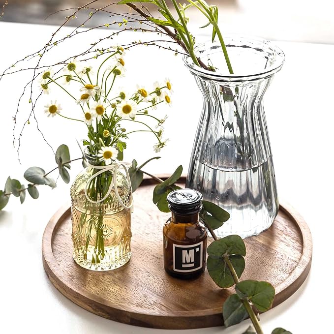 11.5 Inches Candle Holder Tray Home Decor, Round Wood Tray - Image 4