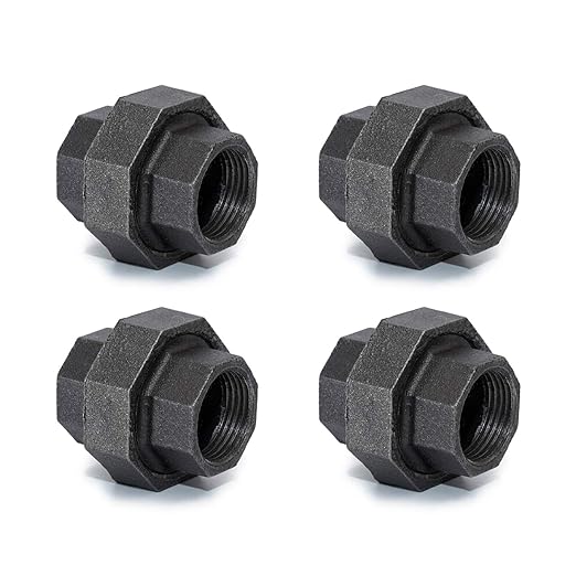 1/2" Industrial Malleable Cast Iron Union, Home TZH 4 Pack 1/2" Female Pipe by HomeTZH