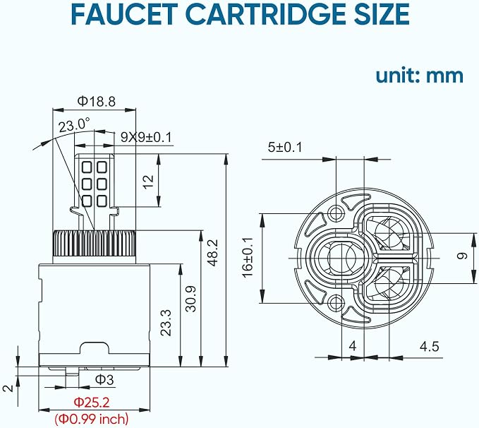 Faucet Cartridge Replacement Diameter 25mm Double Sealing - Image 6