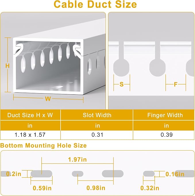 1.2"H x 1.6"W Cable Raceway, 12ft Under Desk Wire Management Channel, 4 Pack - Image 2