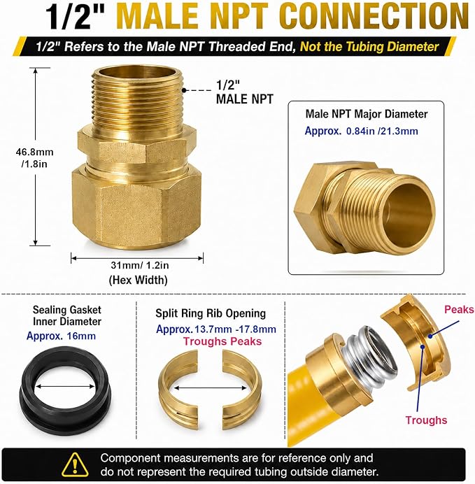 4 Pack 1/2" Male NPT Brass Fittings - Image 3