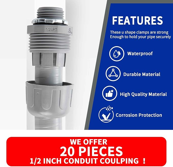 Yariwiz 1/2 Plastic Liquid Tight Conduit Coupling - Image 5