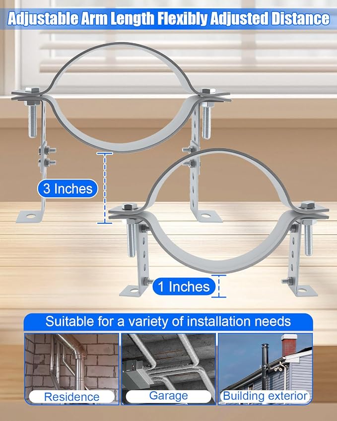6 Inch Adjustable Pipe Bracket, Split Ring Stove Hanger Chimney Pipe Holder | B - Image 4