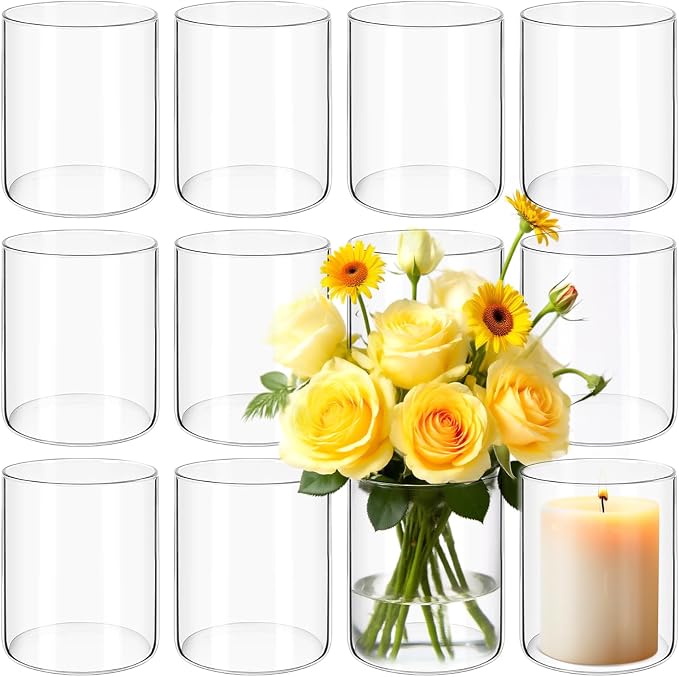12Pack Glass Cylinder Vases for Centerpieces by Yemosa
