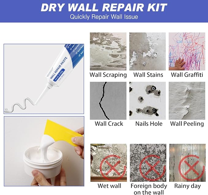 SEISSO Drywall Repair Kit, Wall Repair Paste Plaster, 1 Pack Wall Putty - Image 6