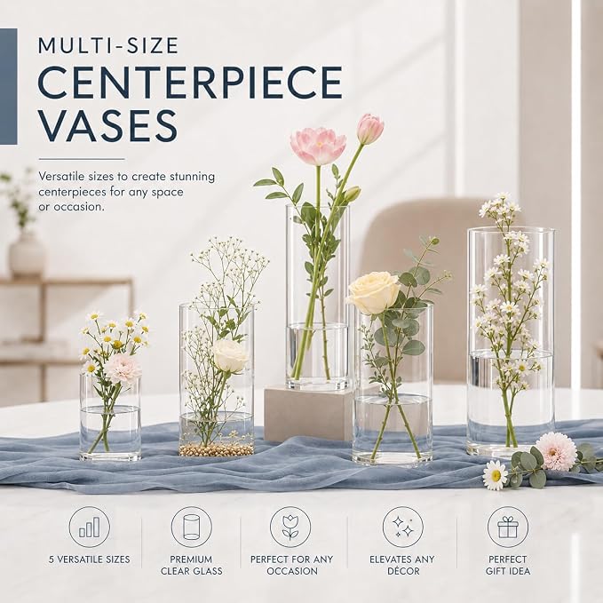 30pcs Glass Vase Cylinder Vases - Image 3