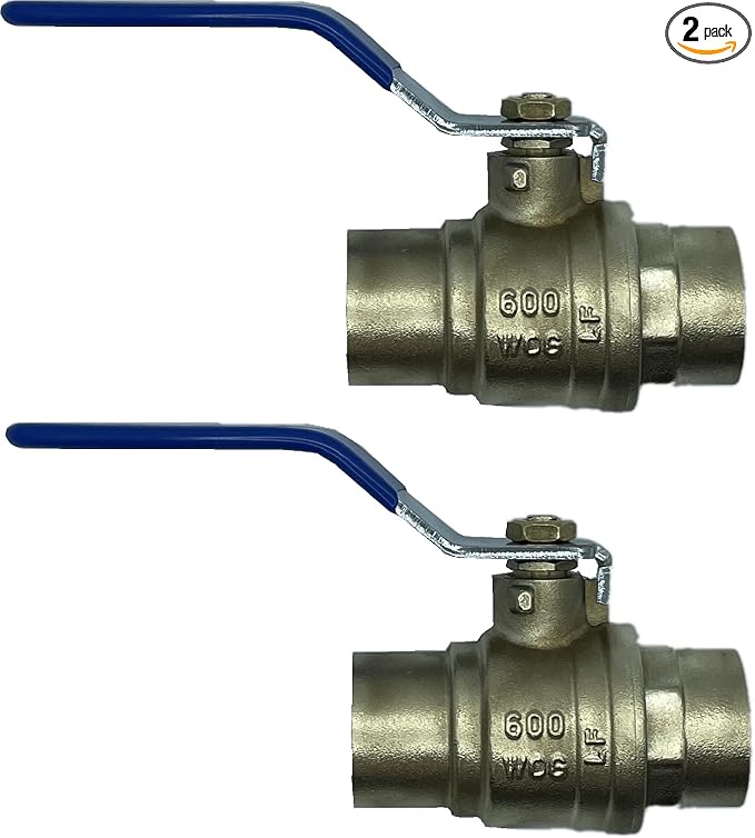 1-1/2" Sweat Solder C X C Ball Valve Full Port Water Stop Shut Off, Heavy Duty by EZ-FLUIDPlumbingProducts