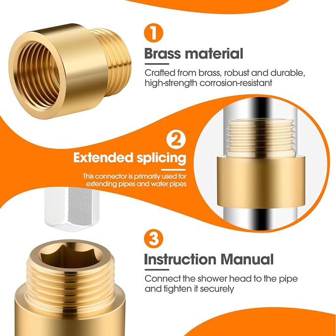 2 Packs of Brass Pipe Fittings, 1/2 inch NPT External Thread to Internal Thread - Image 3